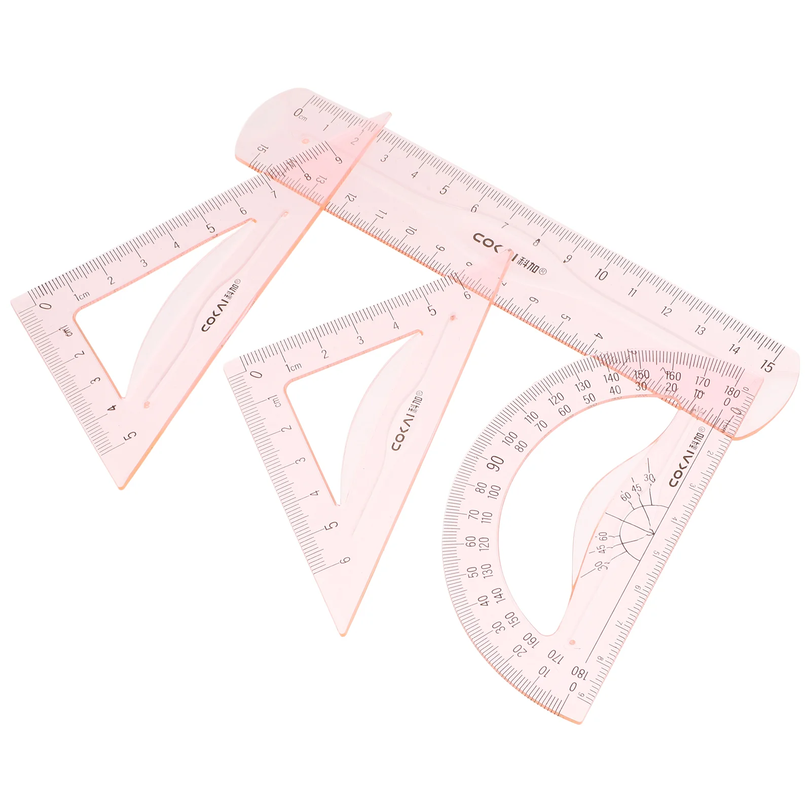 

4pcs/Set Plastic Straight Triangle Ruler Geometry Protractor Drafting Ruler Precise Measuring Ruler School Office Stationery