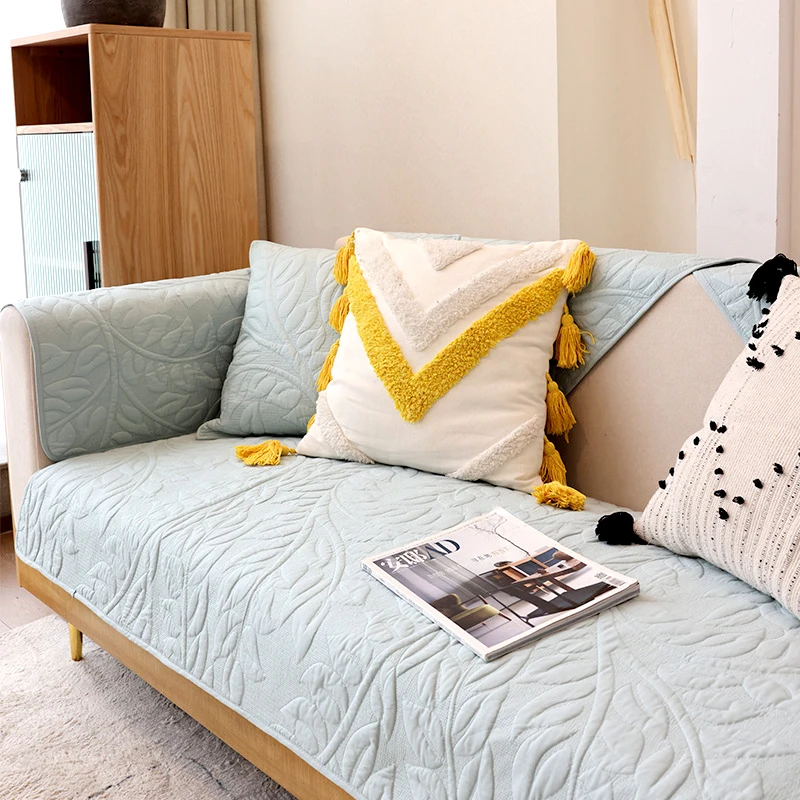 

Thickened Solid Color Sofa Cushions Modern Living Room L-shaped modular Seat Cover Jacquard Non-slip Machine Washable Sofa Towel