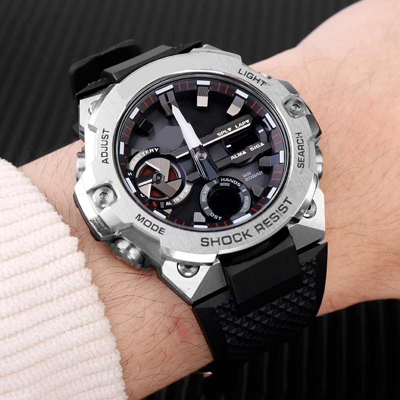 High quality rubber strap For Casio G-SHOCK Steel Heart GST-B400 series silicone resin waterproof watch strap accessories