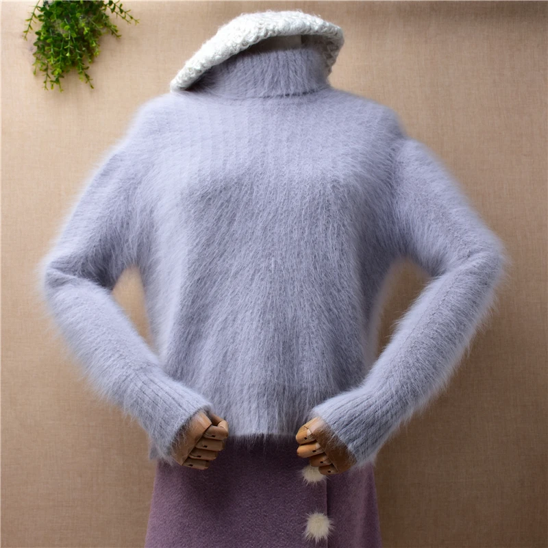 Женская осенне-зимняя серая водолазка из норки и кашемира вязаный топ короткий