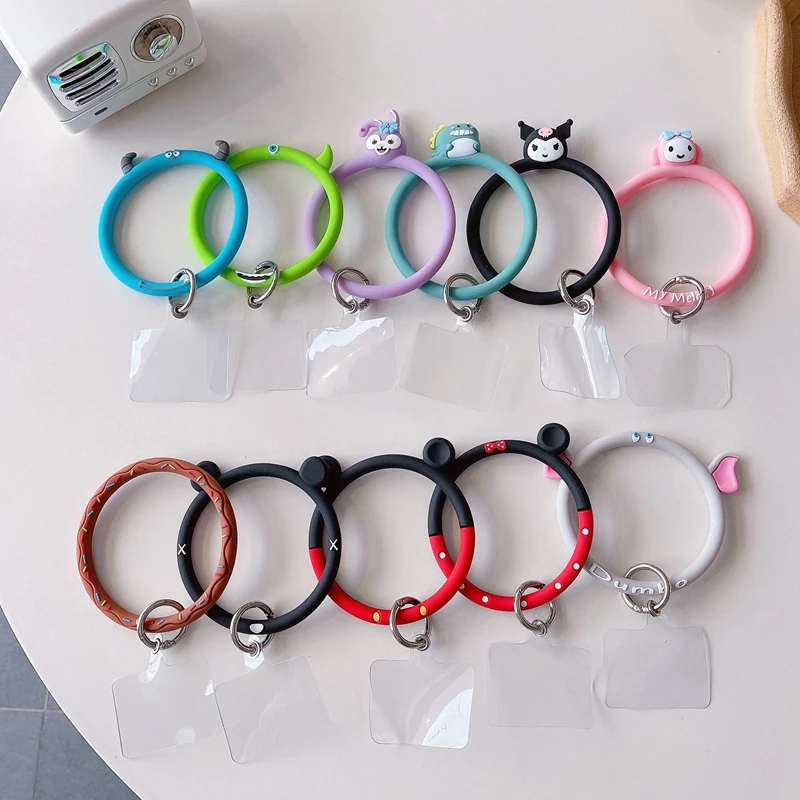 50pcs Universal Cute Cartoon Animal Silicone Soft Bracelet Lanyard Phone Straps Anti-Lost Hand Carry Anti-Drop Phone Wristband