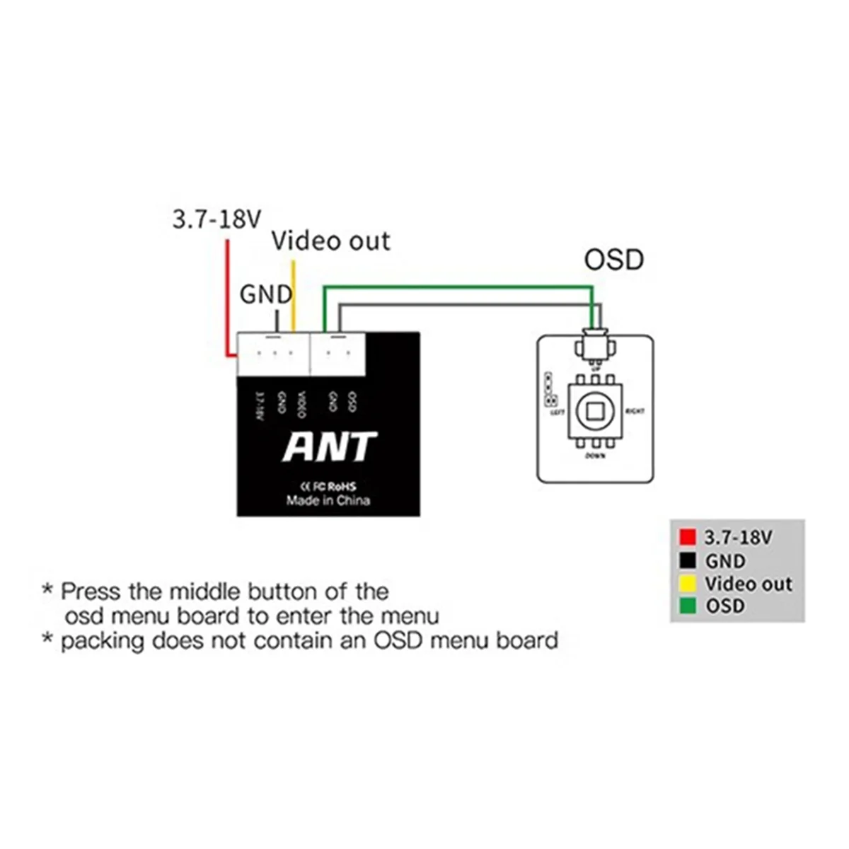 CADDXFPV ANT LITE FPV КАМЕРА 1200TVL FOV 165 ° Нано-камера 4:3 NTSC/PAL для гоночного дрона RC Air Vehicle