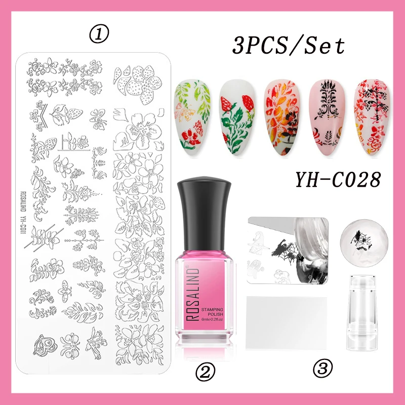 

Набор для стемпинга ногтей ROSALIND, шаблон для дизайна ногтей с изображением животных, сделай сам, Художественная печать, окрашенный стальной ...