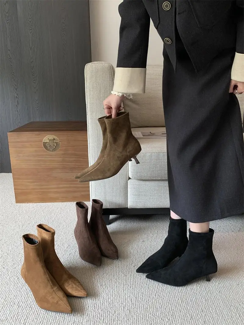 Туфли Женские сапоги на плоской подошве Сапоги с круглым носком - низкие женские