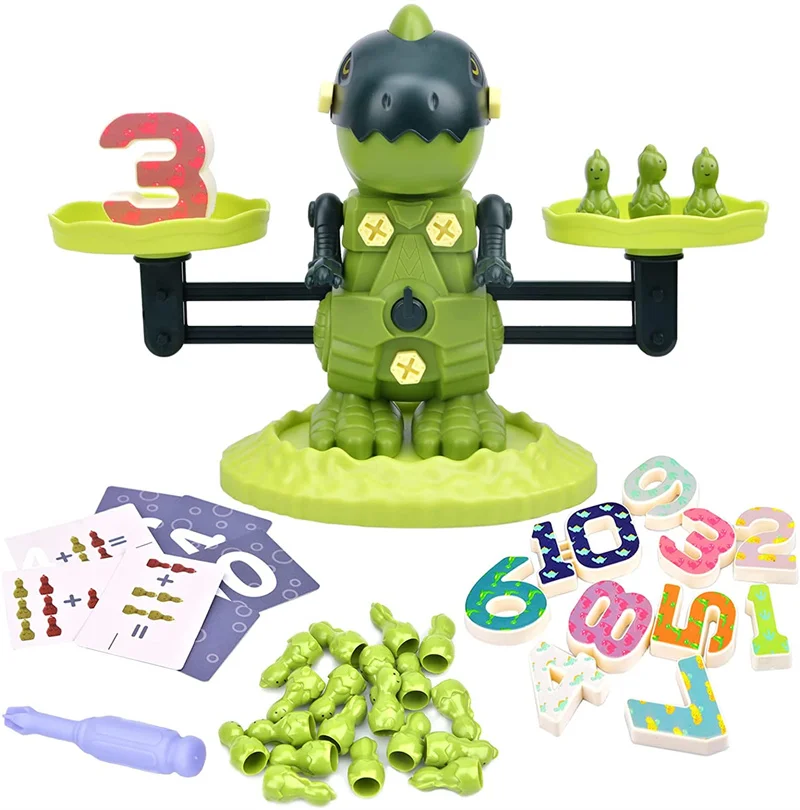 

Dinosaur Balance Math Game Screw Assemble Dino Educational Toys Preschool STEM Number Learning For Age 3-7 Toddler Boys Girls