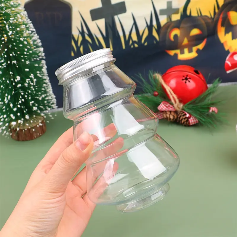 

1PC 500ml Creative Plastic Storage Jar Christmas Tree Decorative Wedding Center Candy Jars