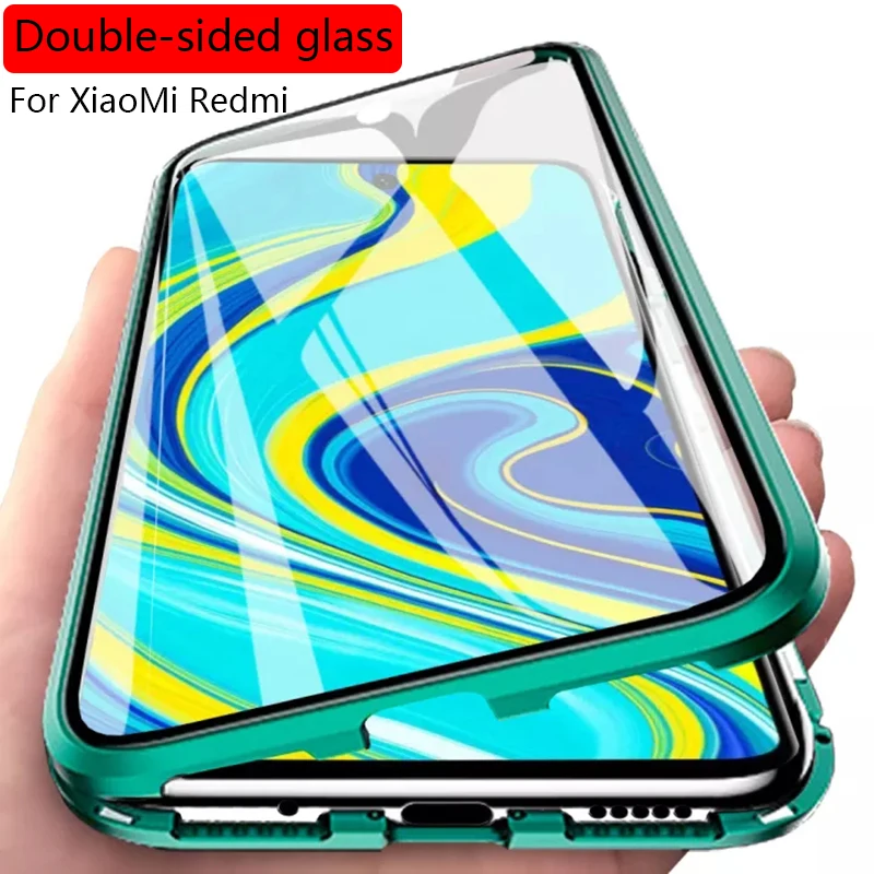 

360 Magnetic Adsorption Metal Case For Xiaomi Redmi Note 10 9 8 7 Pro 9A 8A Mi 11 10 Poco X3NFC F2Pro MI Note10 lite Glass Cover