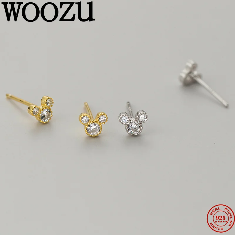 WOOZU стерлингового серебра 925 пробы простые милые серьги-гвоздики с мультяшной