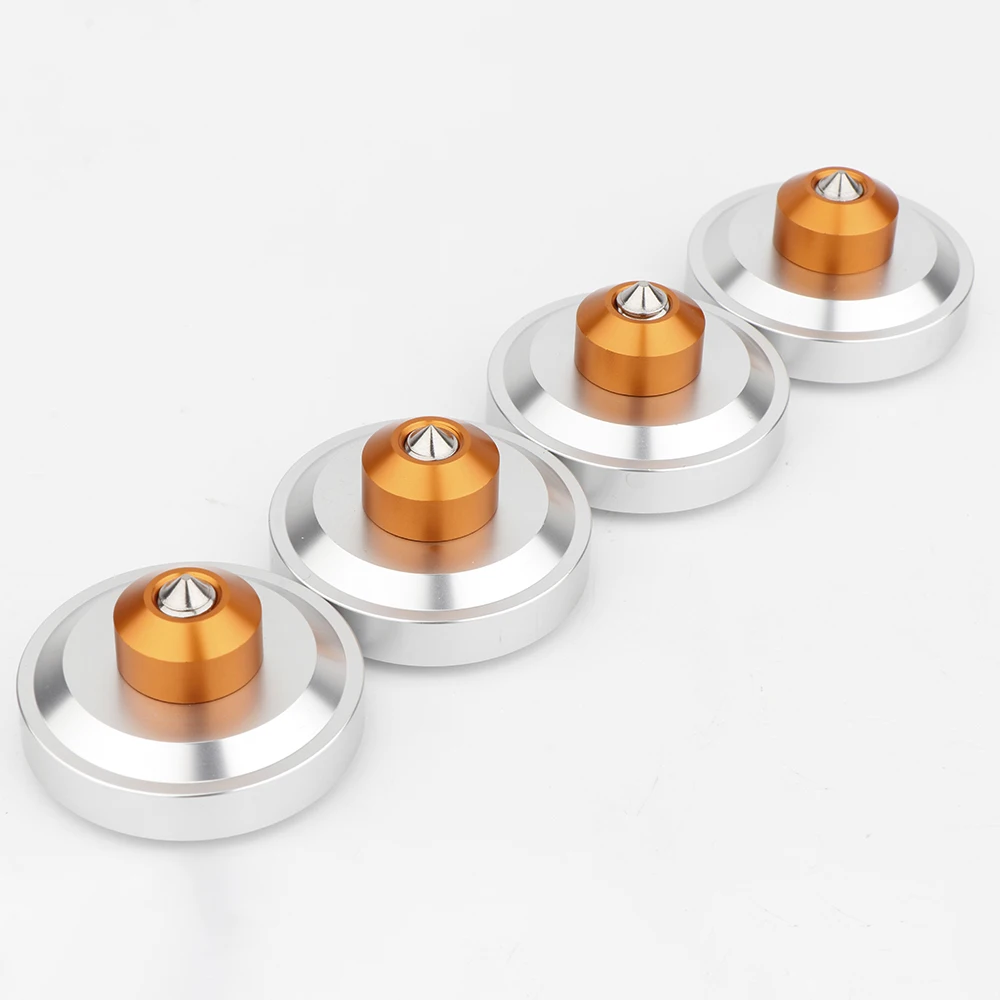 

4Pcs 44mm*25mm Machined Solid Aluminum Isolation Spike Feet Stand Damper For Hifi Audio AMP Cabinet Speaker Turntable Record