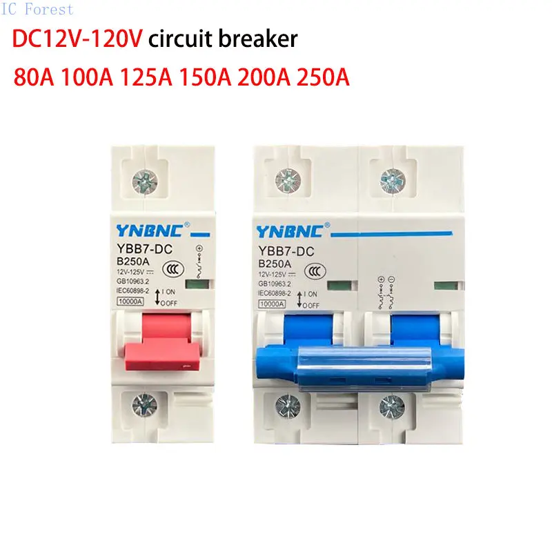 

1P 2P 100A 200A 250A DC Breaker 12V 24V 36V 48V 96V 120V DC Circuit Breaker Solar Battery Protector Car Charging Pile Isolator