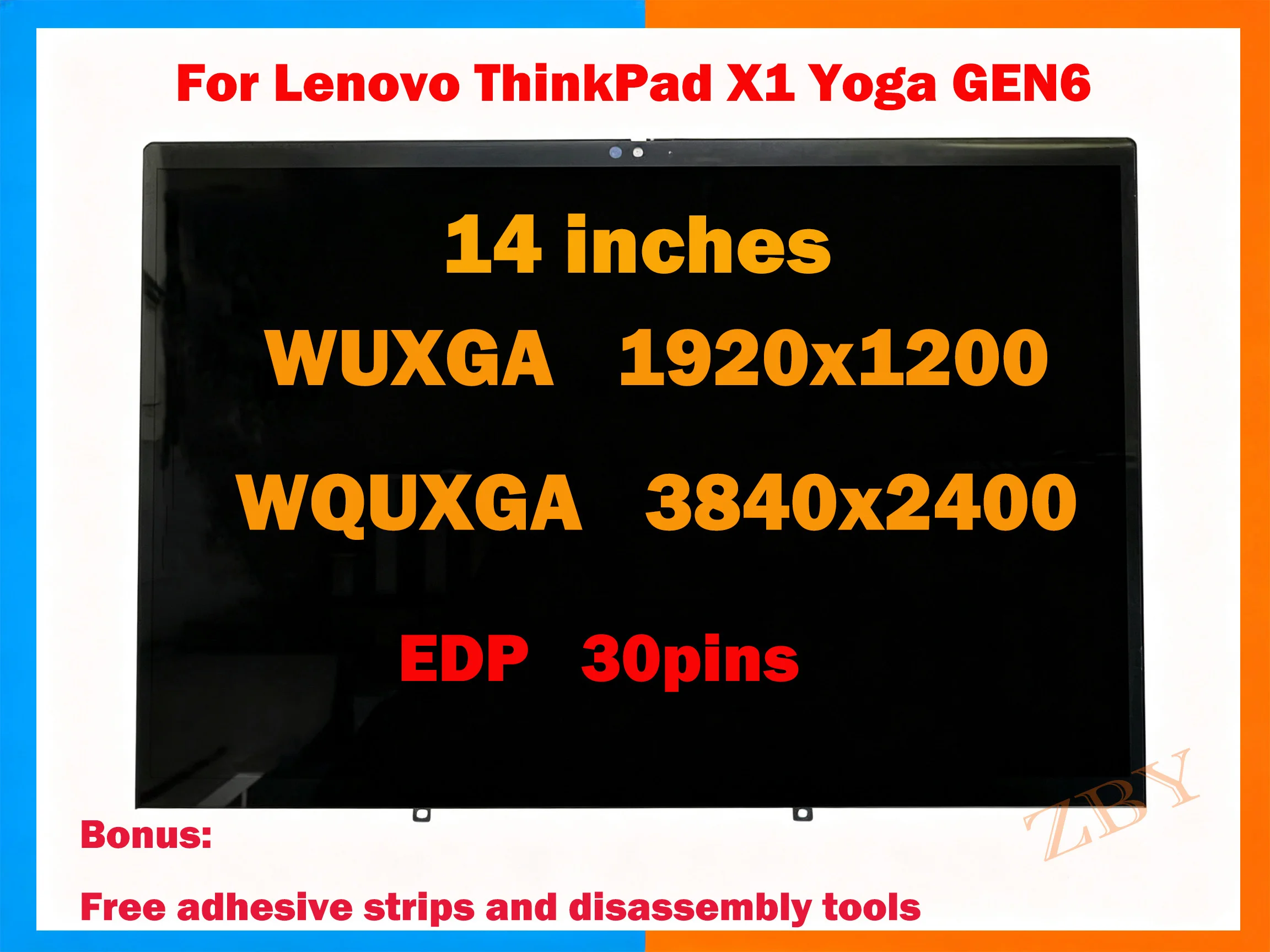 Фото Для Lenovo ThinkPad X1 Yoga Gen6 14-дюймовый сенсорный ЖК-дисплей WUXGA-1920x1200/WQUXGA-3840x2400, 30-контактный EDP, сменный экран для ноутбука №1