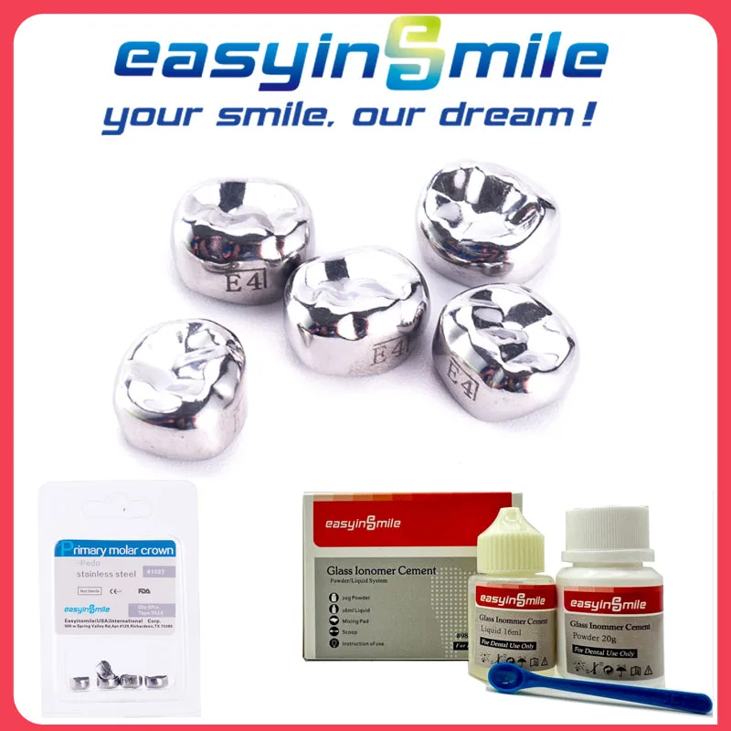 Easyinsmile стоматологические Детские короны Предварительно сформированные 1-е 2-е