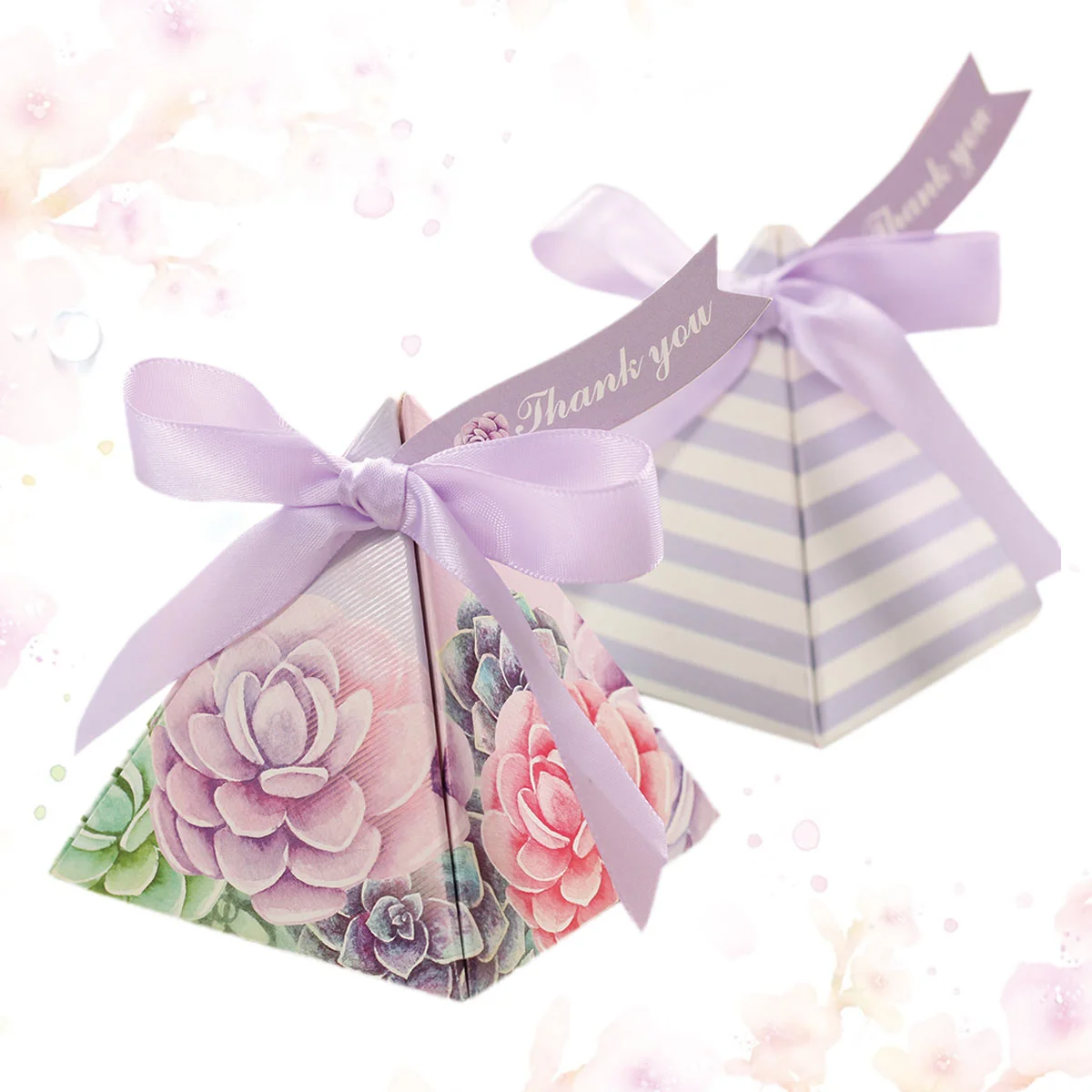 

25pcs Creative Beautiful Triangle Printing Wedding Chocolate Box Storage Case Wedding Candy Box for Festival Party Wedding