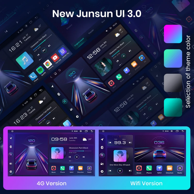 Junsun V1pro Беспроводной CarPlay автомагнитола Android Auto Аудио для авто мультимедиа