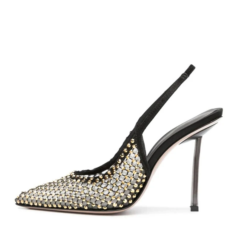 Босоножки женские сетчатые с острым носком заостренный носок повседневные