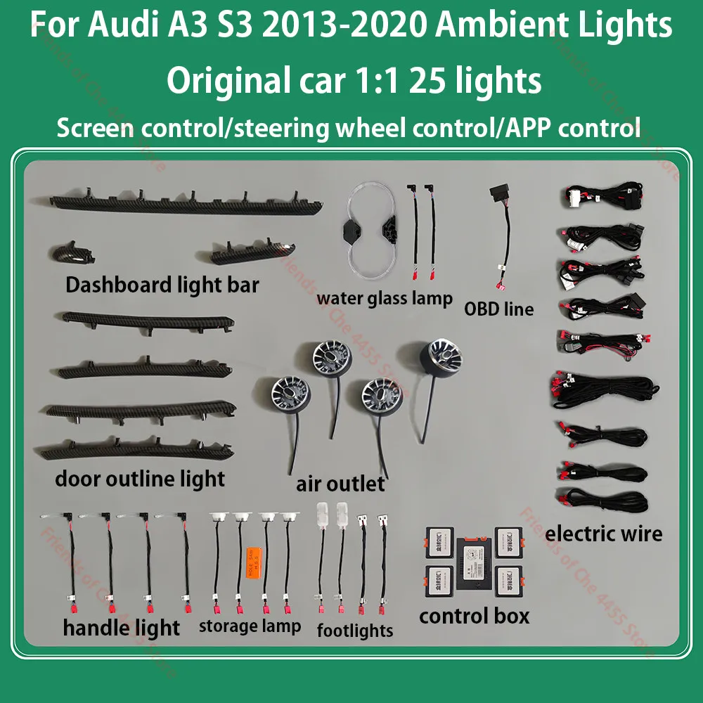 30 цветов для Audi A3 8V 8Y S3 RS3 2013-2020 декоративная искусственная подсветка освещение