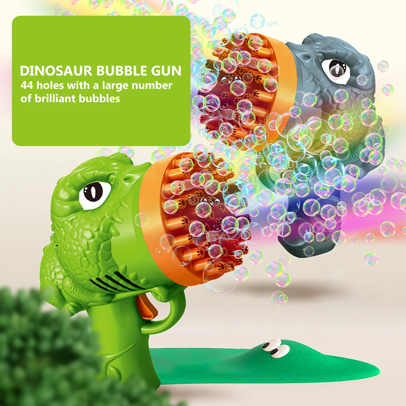 

44 Holes Dinosaur Bubble Machine Cartoon Bubble Maker Guns For Toddlers Teens Battery Powered Bubble Blaster Blower For Summer