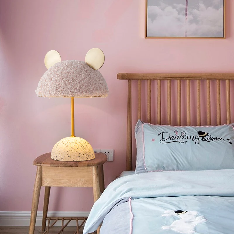 

Marble Table Lamp Pink White Fabric Living Room Children Room Desk Lights Atmosphere Lighting Fixtures E27 110-240V Loft Deco