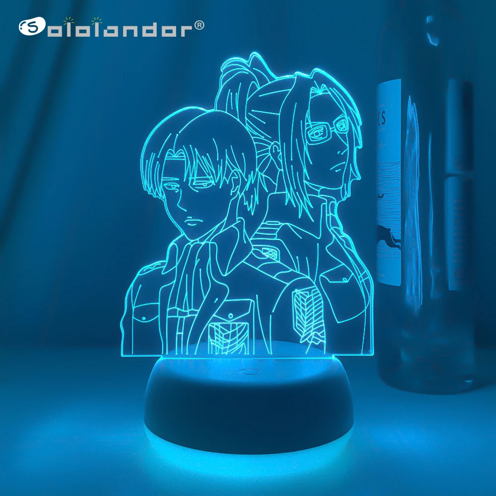 

New Attack on Titan Levi Ackerman Acrylic 3d Lamp Hange Zoe for Home Room Decor Light Child Gift Hange Zoe LED Night Light Anime