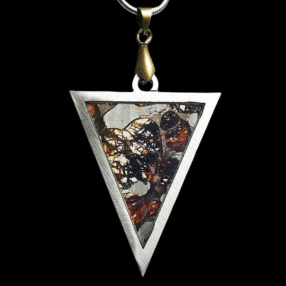 Кулон из оливкового метеорита Brenham ожерелье натурального подарочное ювелирное