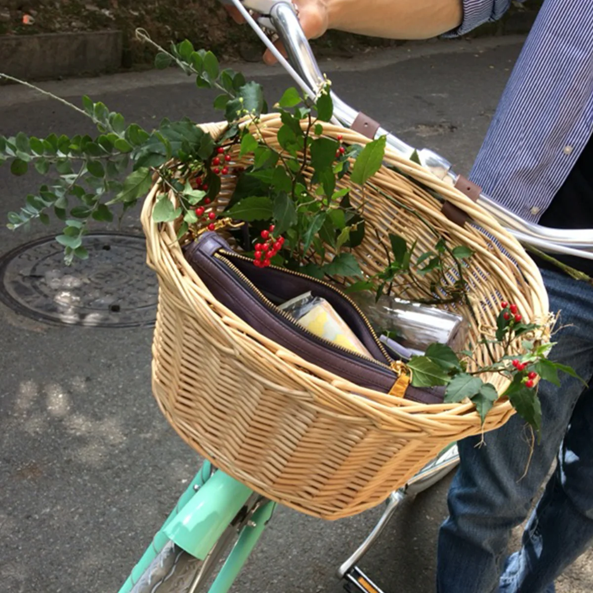 

Basket Bike Front Wicker Kids Handlebarstoragegirls Rattan Woven Scooter Rear Children Handle Detachable Baskets Tricycle