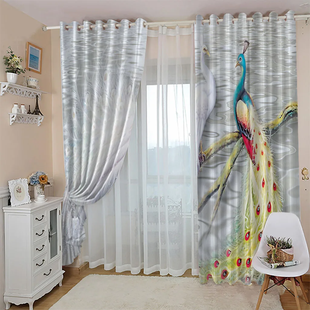 Элегантные шторы для комнаты по индивидуальному заказу с принтом павлина