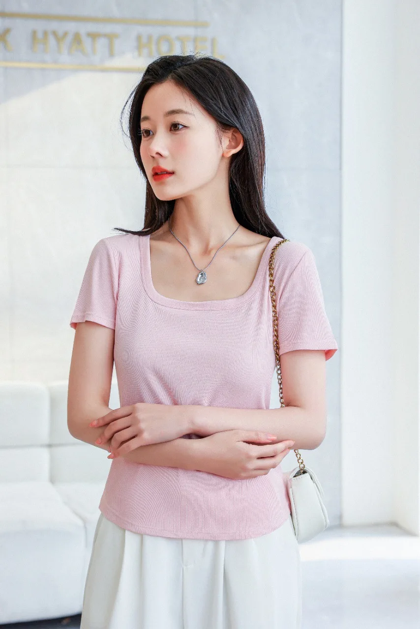 

2022 summer new knitwear ice silk short sleeve T-shirt women's thin loose WHITE