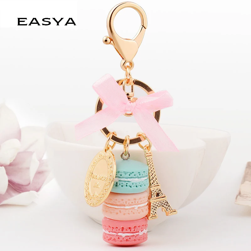 Фото Брелок для ключей EASYA, Франция, Париж, с изображением макарун, Эйфелевой башни, красочный, брелок с подвеской для сумки №2