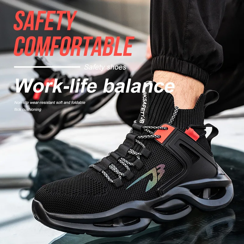 

Fashion 2023 Men Work Safety Boots Anti-smash Anti-puncture Work Sneakers High Top Safety Shoes Men Indestructible Work Boots