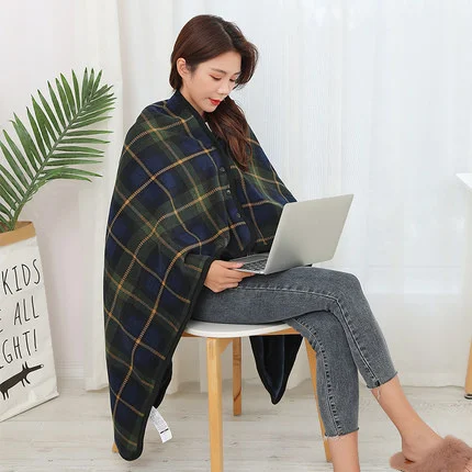 

Fashion printed flannel blanket double button nap office blanket home fluffy sofa blanket