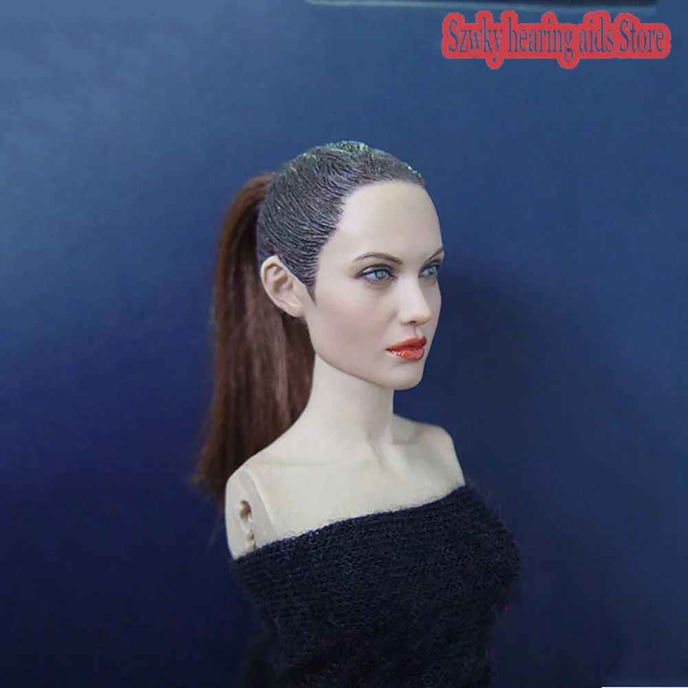 

KUMIK KM36 1/6 Star Angelina Jolie Long Hair Head Sculpture Model Fit 12" Female Soldier Action Figure Body Toys