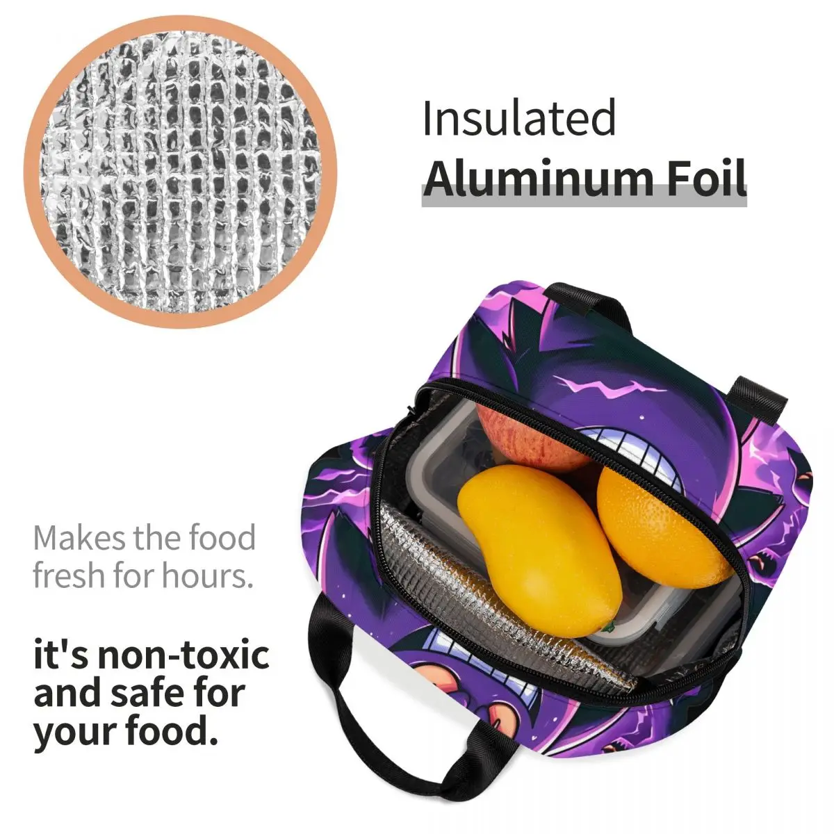 Кошмар Покемон Генгар лицо забавная сумка для обеда пикник ланч-бокс взрослых