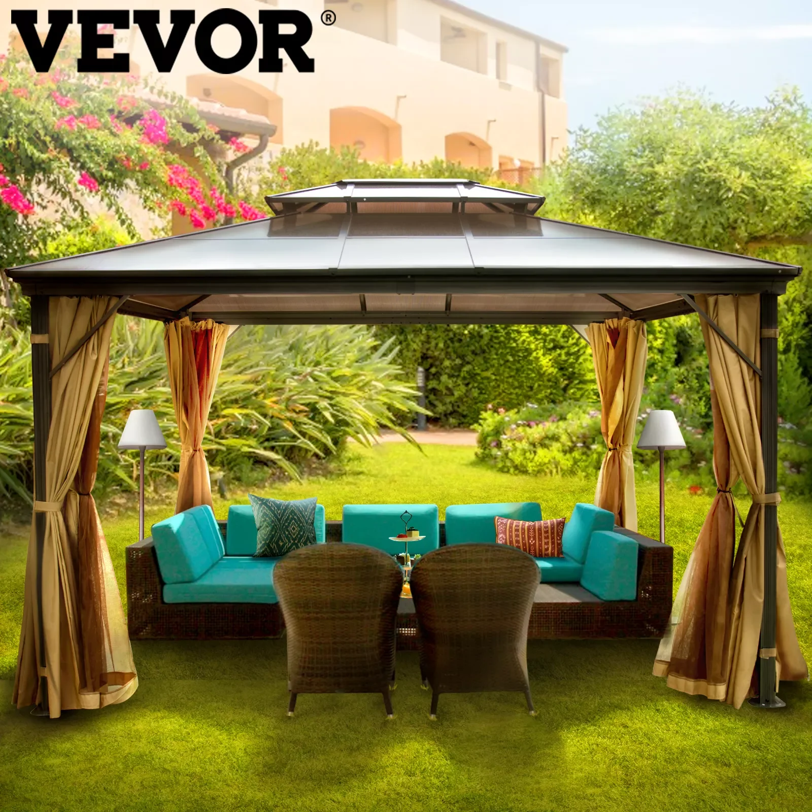 

VEVOR Camping Tent Gazebo Canopy 10x10/10x12Ft Hardtop Outdoor Party Net Patio Shade Awning Shelter Picnic Backyard Lawn Wedding