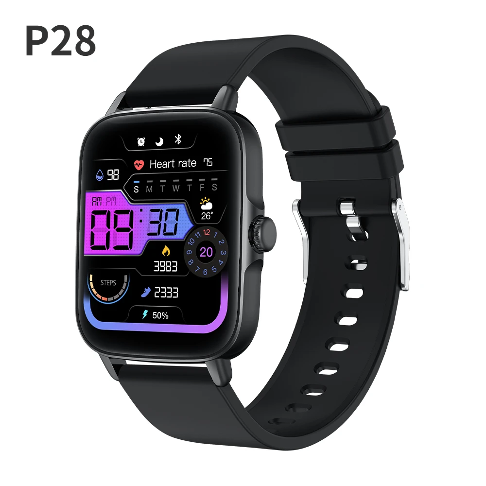 

2/3/4/5/6pcs P28 Smart Watch Men 1.69' Full Touch Screen Heart Rate IP67 Waterproof Smartwatch