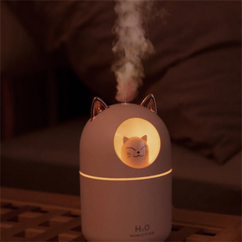 Portable 300ml Electric Air Humidifier Aroma Oil Diffuser USB Cool Mist Sprayer with Colorful Night Light for Home Car Nightlamp