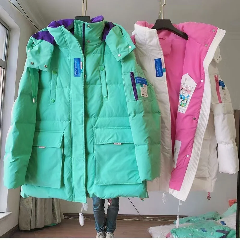 Winter White Duck Down Jacket Women 2021 New Mid-length Workwear Thick Beautiful Padded Jacket Unisex Outdoor Skiing Below Zero