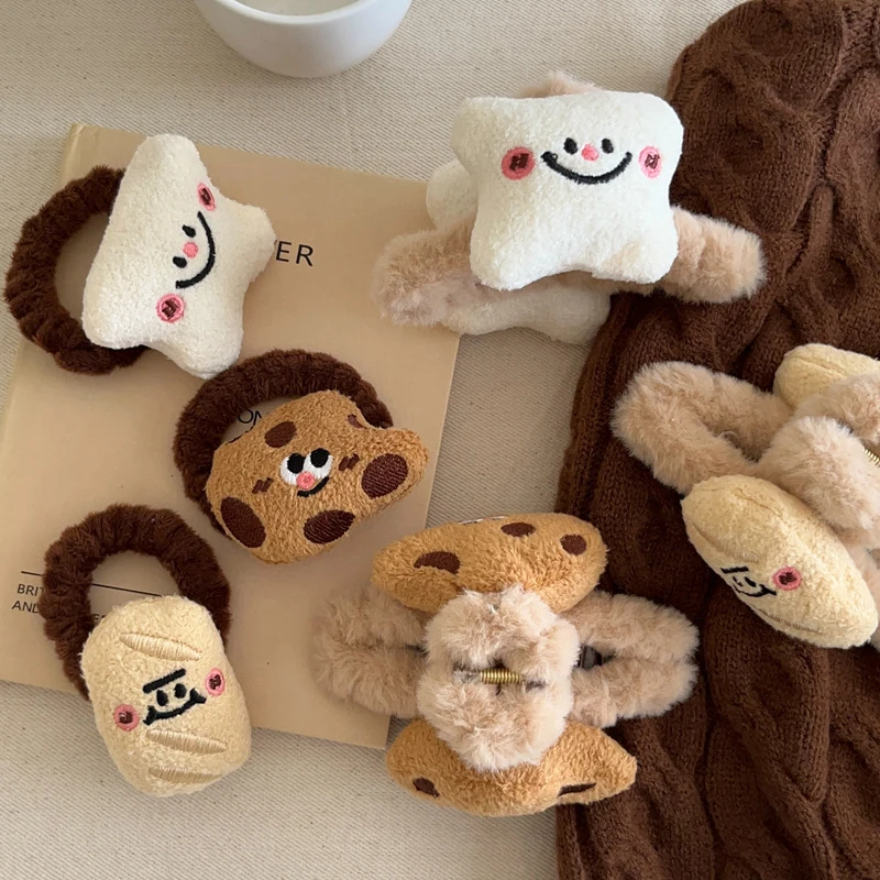 Мультяшное забавное печенье хлеб плюшевая веревка для волос женщин и девочек