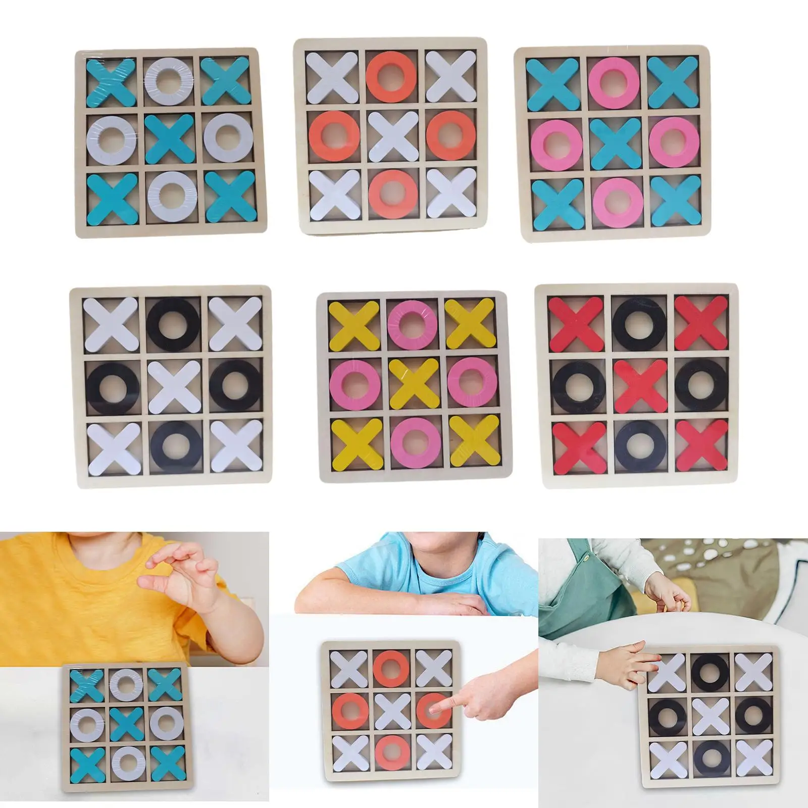 

Tic TAC Toe Wooden Board Game Classical XO Chess Board Game for Families