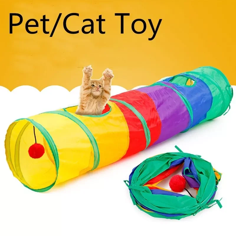 

2022NEW Pet Tunnel Cat Printed Green Crinkly Kitten Tunnel Toy With Ball Play Fun Polyester Cloth Chat Toys /JW