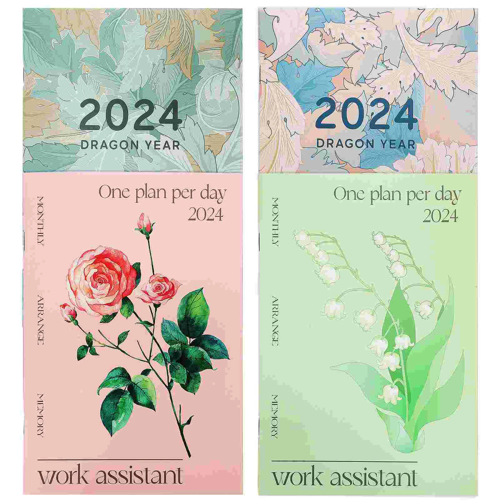

4 Pcs 2024 Weekly Planner Spiral Bound Note Book Young Secretary Schedule Paper Planners Monthly Calendar Work The Notebook