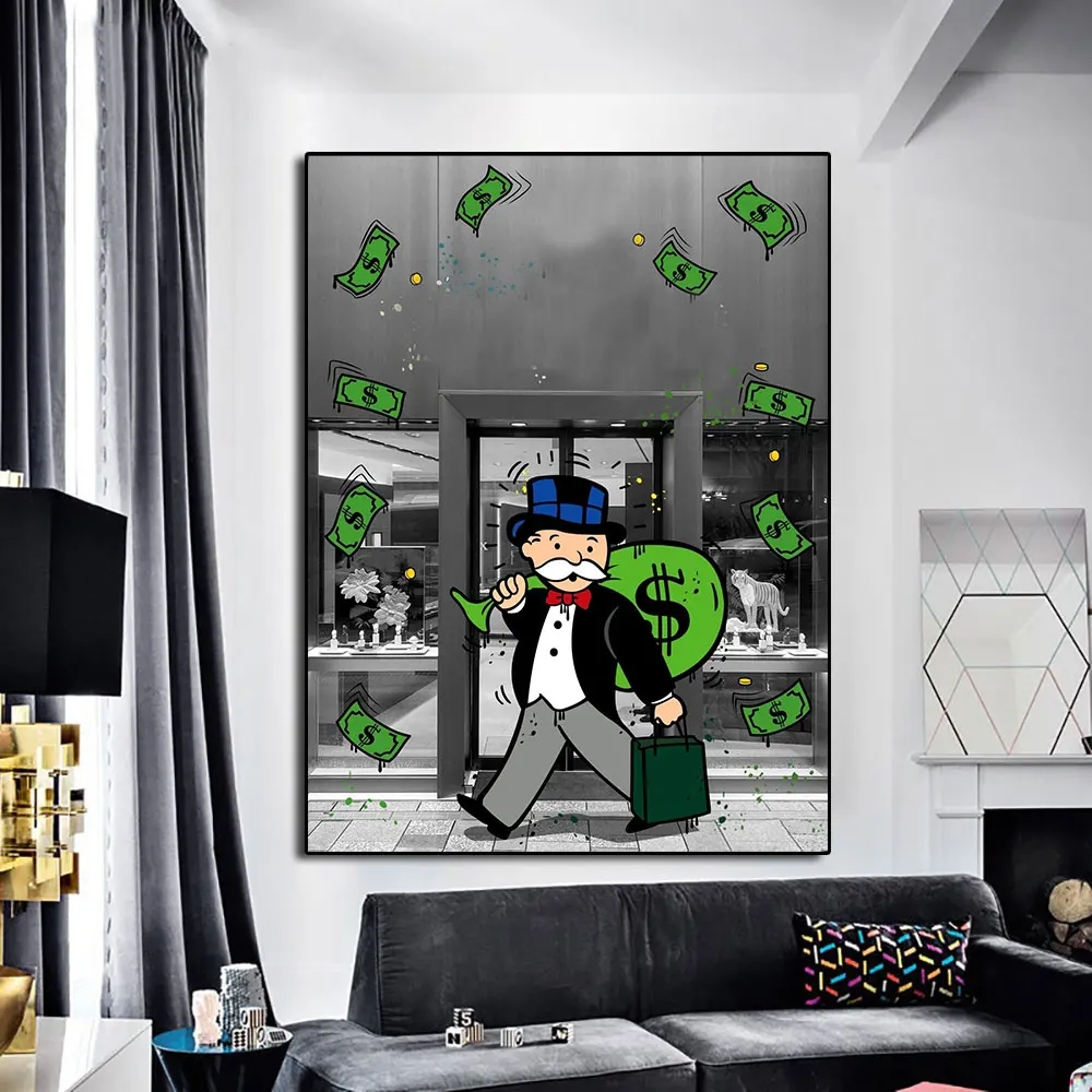 Monopoly Man Monopoly Art Monopoly Print Neon Wall Art Street Art Graffiti  Canvas Poster Home Decor Gift For Him Money Art Neon - Painting &  Calligraphy - AliExpress