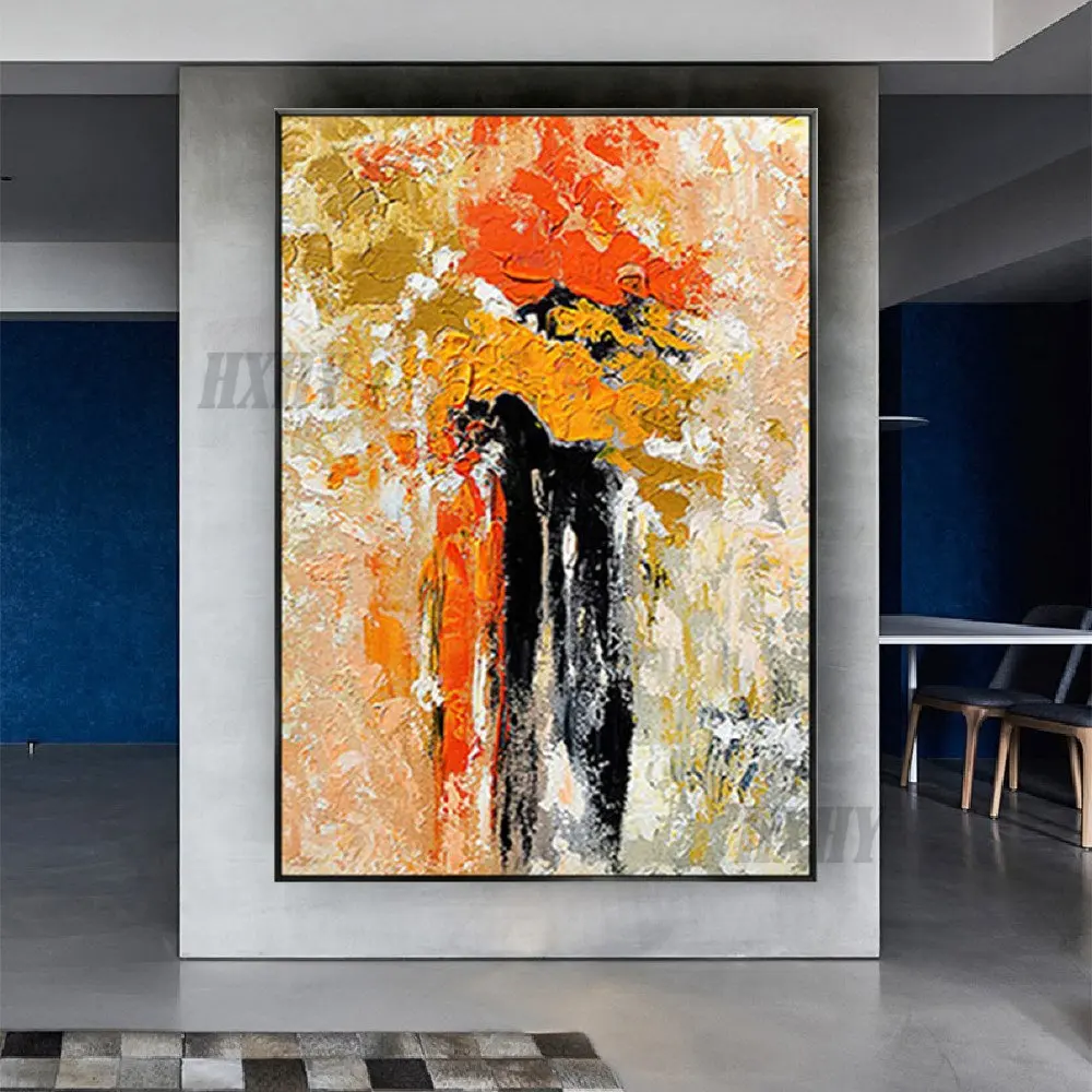 

Абстрактная картина маслом оранжевого цвета, Высококачественная Картина на холсте ручной работы, Настенная картина, креативная картина на ...