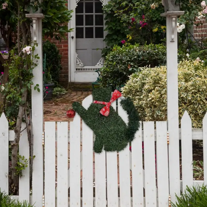 Рождественский венок с изображением кошки фермерский дом рождественский