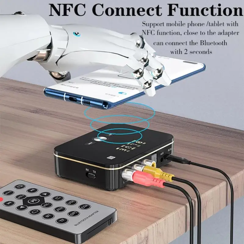 

M8 5.0 Transceiver NFC Multifunctional Adapter 3.5mm AUX/2RCA/coaxial/optical Wireless Audio Adapter
