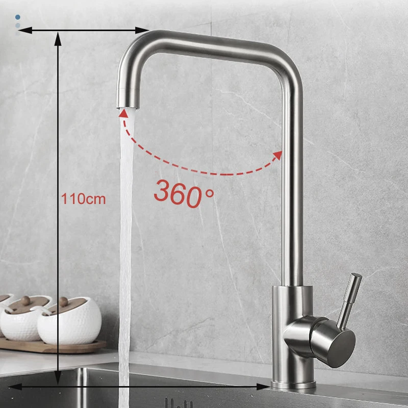 

Luxury Fashion 304 Stainless Steel Brushed Kitchen Tap Hot Cold Water Kitchen Faucet Mixer Torneira Kitchen Hotel Type Faucet