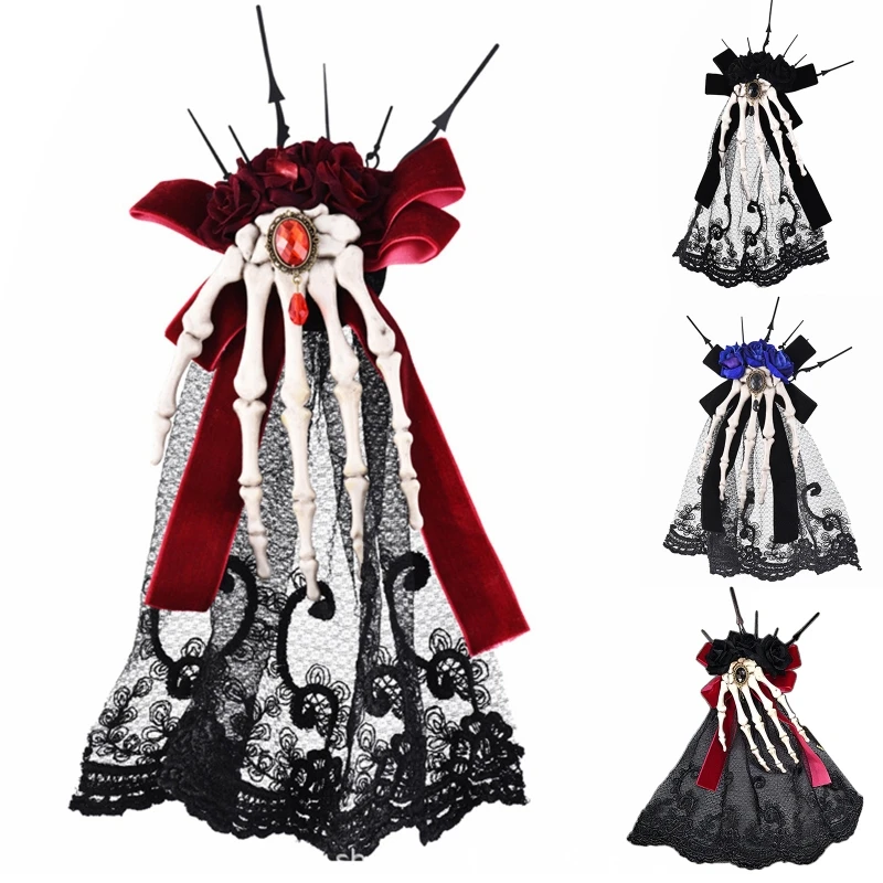 

Chic Hair Clips for Girl Hair Styling Novelty Skeleton Rose Shape Hairclips Chest Pins Yarn Hair Barrettes for Women