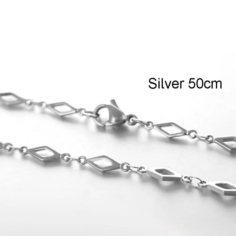 

50cm Stainless Steel Chain Diamond Silver Necklace for Women New Fashion Ladies Jewelry Geometric Patterns Accessories Gifts