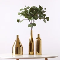 nordic gold plating crafts ceramic vase model room home decoration three piece set