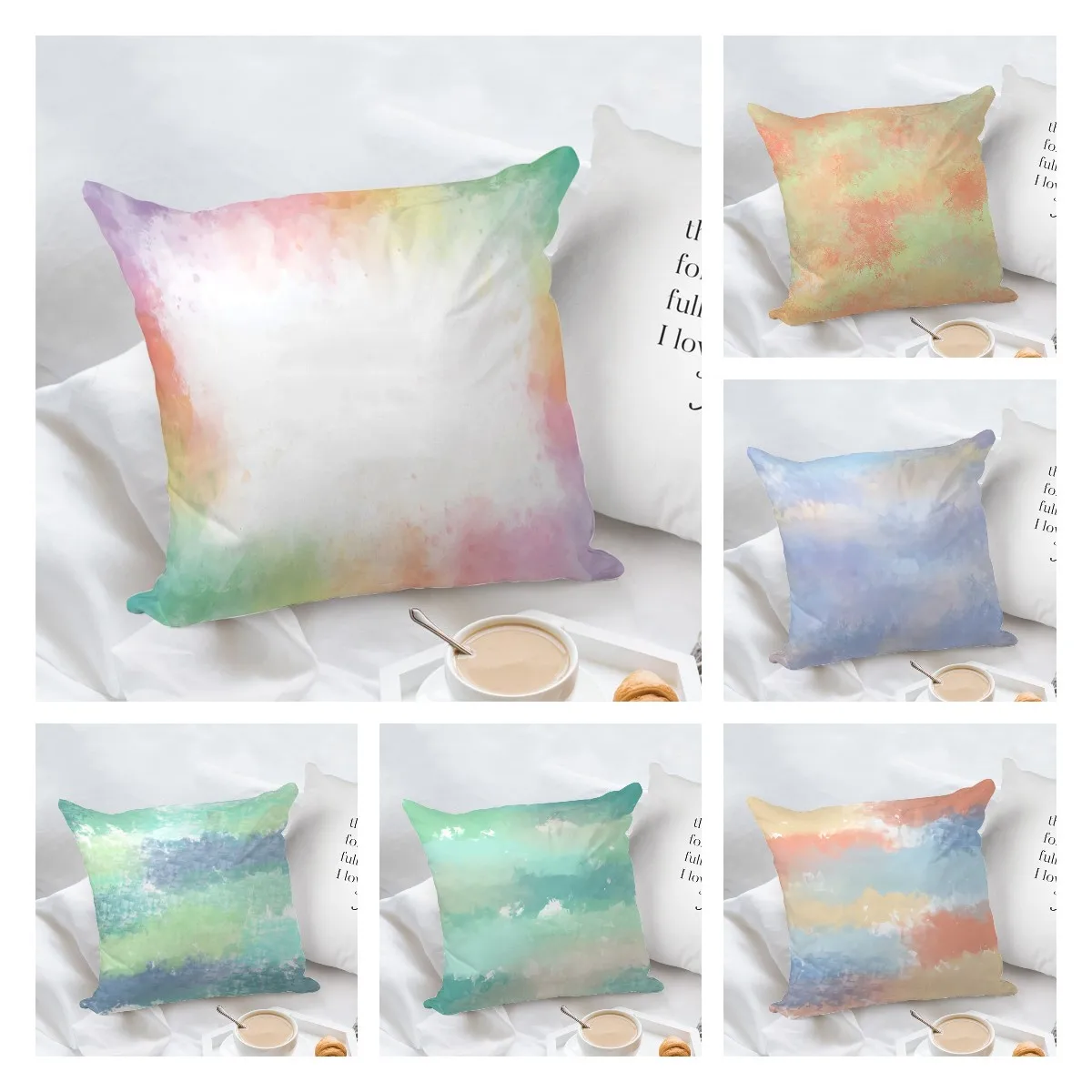 Cushion Cover Decorative Pillowcase Stained Marble  Polyester Square Throw Pillows For Bed Couch Home Decor 45x45cm