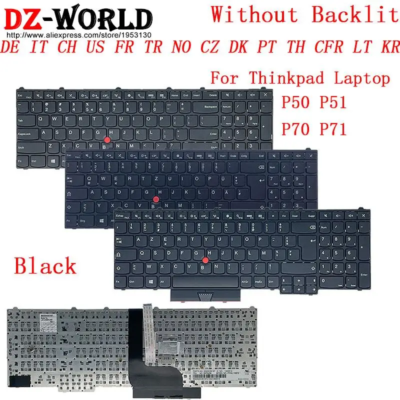 Клавиатура для Lenovo Thinkpad P50 P70 P51 P71 ноутбук DE GR IT CH SWS US FR TR NO CZ DK PT TH CFR LT KR Azerty Qwertz